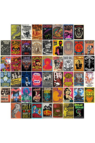 Choice مجموعة ملصقات حائط من 50 قطعة من Vintage Rock Collage Cards من الورق ا...