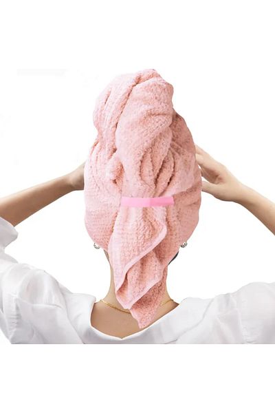 Choice 63x105cm Pink 1pc Large Absorbent Hair Towel Microfiber Soft Drying Towel With Stretch For Wet Curly