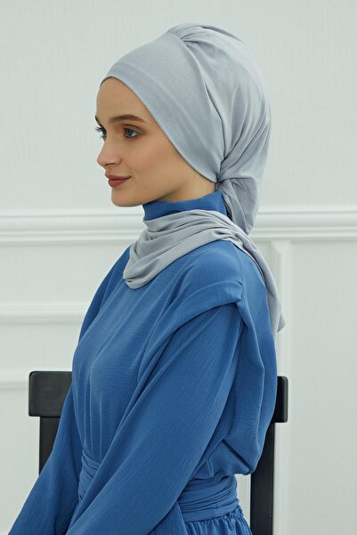 Aisha's Design Combed Cotton Ready-To-Wear Turban, Ht-96, Ht-96, Gray