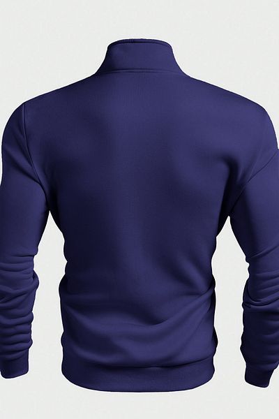 GHASSY CO. Ghassy Co. Men's Stand Collar Silver Half Zipper Sweatshirt