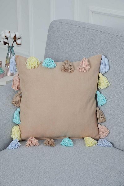Aisha's Design Colorful Tasseled Throw Pillow Cover - K-280