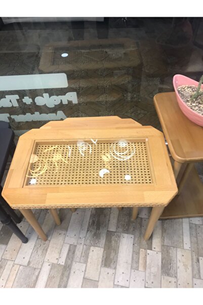 masif 3 LÜ ZİGON SEHPA DOĞAL MASİF CAMLI