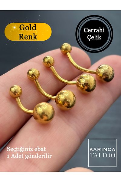 Karınca Piercing Gold Color Belly Piercing (Ant Tattoo)
