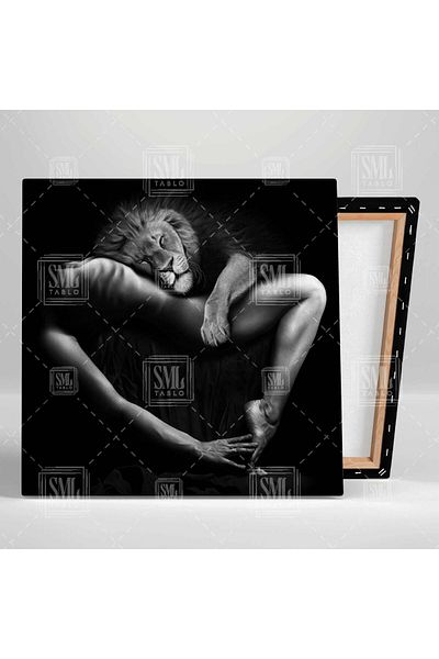 SML TABLO Pictură decorativă pătrată pe pânză Karizma Lion care este înfășurată în model