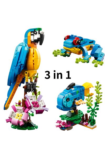 Choice Parrot 3 in 1 Parrot Building Toy Set, Transforms to 3 Different Animal Figures - from Colorful Parr