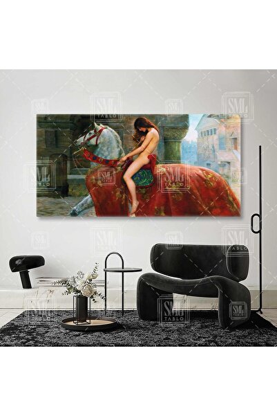 SML TABLO Lady Godiva John Collier 1897 Ledi At Üstünde Tarihi Kadın Enine Ya...