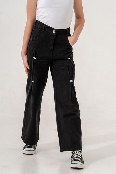 GİYİCEM Girl's Linen Pants with Ponteres Front