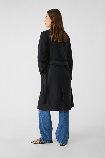 Stradivarius Felt texture coat with belt