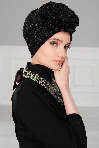 Aisha's Design Rose Combed Beard Sequin Bonnet,B-21Sk