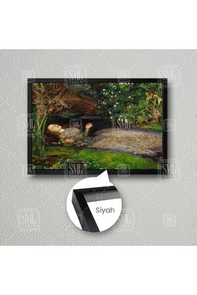 SML TABLO Yağlı Boya Efektli John Everett Millais Ophelia Boğulan Kadın Çerçe...