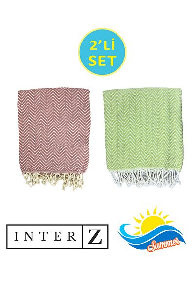 INTER Z Σετ 2 100% βαμβάκι XXL 90x170cm Πετσέτες θαλάσσης - Marmaris