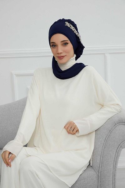 Aisha's Design Chiffon Ready Turban - with Side Ruffles and Stone Accessories, Ht-100,Ht-100