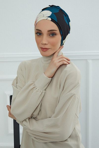 Aisha's Design بونيه قطن ممشط منقوش - موديل B-53yd