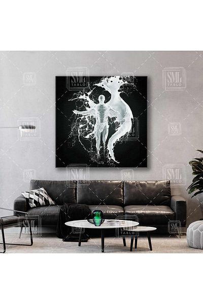 SML TABLO Model cu aripi din picături de lapte Fitness Gym Square Canvas Painting