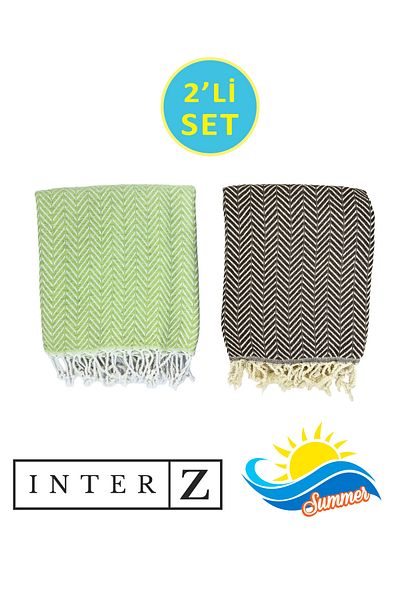 INTER Z Σετ 2 100% βαμβάκι XXL 90x170cm Πετσέτες θαλάσσης - Marmaris