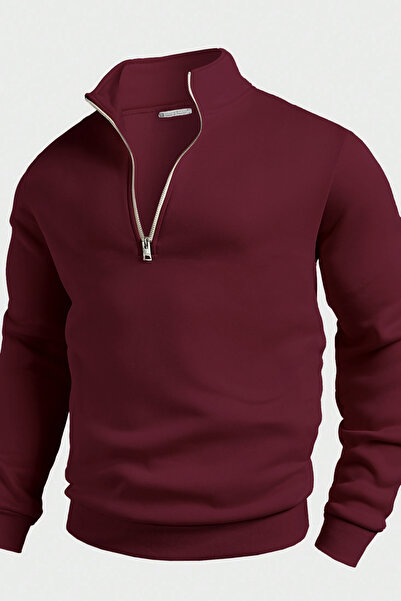 GHASSY CO. Ghassy Co. Men's Stand Collar Silver Half Zipper Sweatshirt
