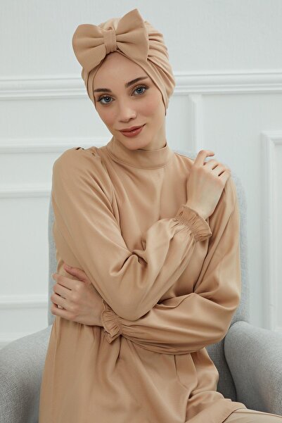 Aisha's Design Χτενισμένο βαμβακερό καπέλο Kelebek, B-27, καφέ γαλακτώδες