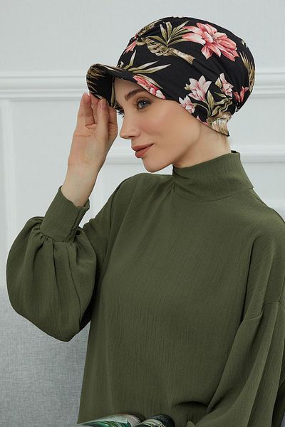 Aisha's Design بونيه قطن ممشط منقوش - مع قبعة، b-30yd