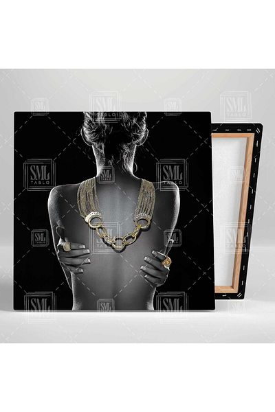 SML TABLO Model Bijutier Decorare Pătrat Canvas Print cu Accesorii Aurii