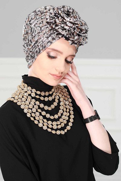 Aisha's Design غطاء رأس مزين بالترتر الوردي - b-21k