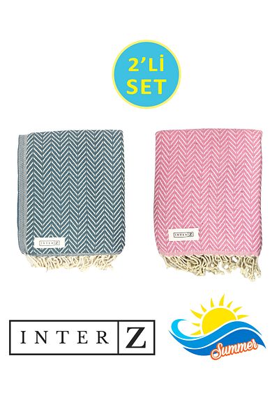 INTER Z Σετ 2 100% βαμβάκι XXL 90x170cm Πετσέτες θαλάσσης - Marmaris
