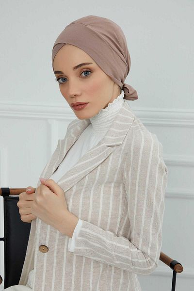 Aisha's Design غطاء رأس من القطن الممشط بحزام - موديل B-31