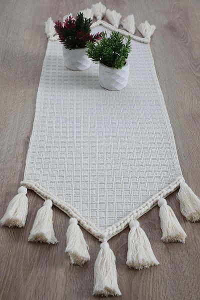 Aisha's Design عداء مزين بشراشيب مقاس 120 × 40 مم - موديل r-50o