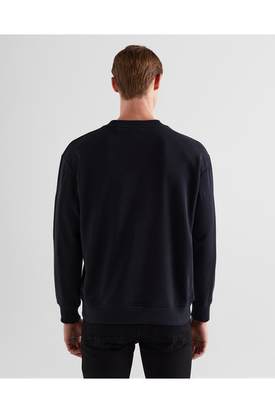 Gant Ανδρικό φούτερ με λογότυπο με λαιμόκοψη σε μαύρο χρώμα