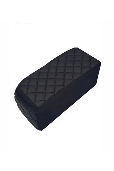 Ecarteks LUXURY LEATHER Car Auto Armrest Sponge Armrest Armrest Diamond Pattern Black Leather BLACK EMBROIDERY