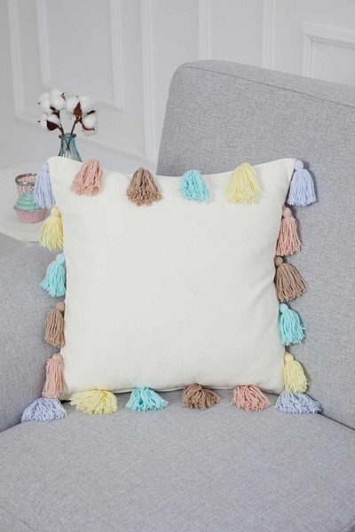 Aisha's Design Colorful Tasseled Throw Pillow Cover - K-280
