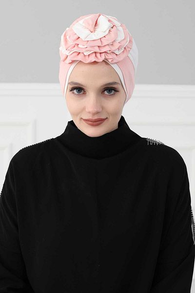 Aisha's Design بونيه وردي ملون - تصميم مزدوج، ب-28