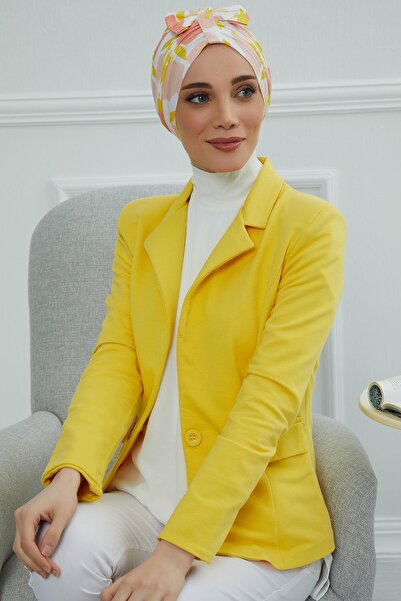 Aisha's Design Patterned Front Bow Bonnet,B-7YD