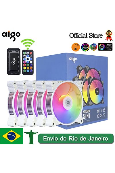 Choice مروحة تبريد Aigo AR12 بيضاء 120 مم RGB لألعاب الكمبيوتر مجموعة هيكل الكمبيوتر مروحة تبريد 12 سم قابلة للتعديل...