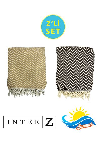 INTER Z Σετ 2 100% βαμβάκι XXL 90x170cm Πετσέτες θαλάσσης - Marmaris