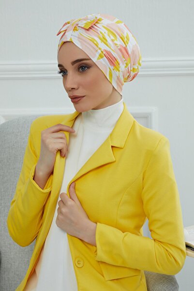 Aisha's Design Patterned Front Bow Bonnet,B-7YD