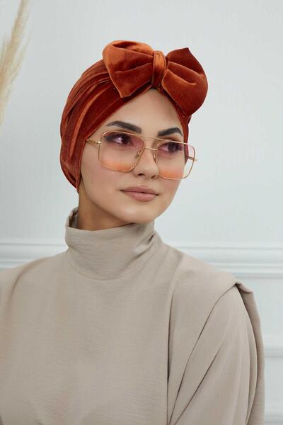 Ayşe Tasarım Βελούδινο καπέλο με φιόγκο, B-27K, Πλακάκι