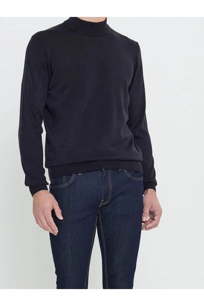 DENİZLİFE Men's (Father) Half Turtleneck Wool Sweater