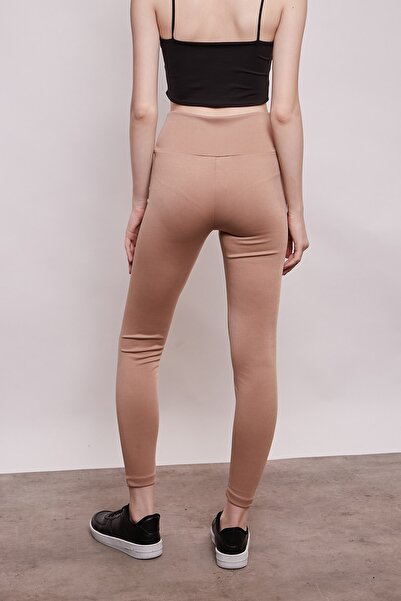 Jument High Waist Thick Belted Thick Steel Fabric Leggings-camel