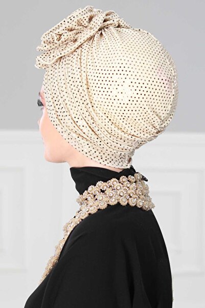 Aisha's Design Rose Sequin Bonnet, B-21Pul, Gold
