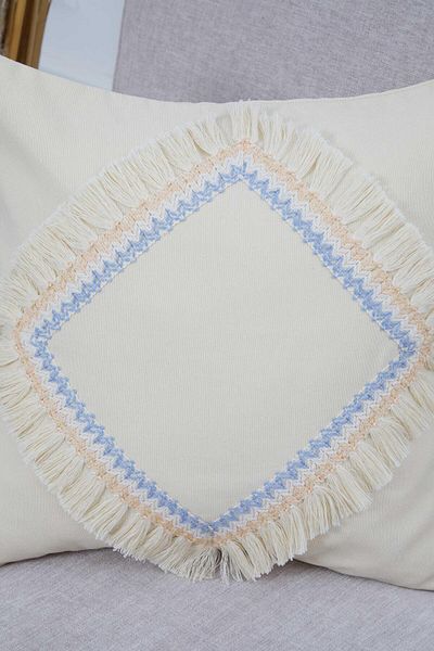 Aisha's Design Special Design Fringed Throw Pillow Cover,K-300