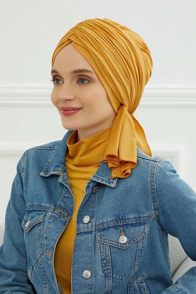 Aisha's Design بونيه قطن ممشط - برباط، موديل b-1