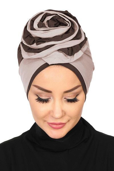 Aisha's Design بونيه وردي ملون - تصميم مزدوج، ب-28