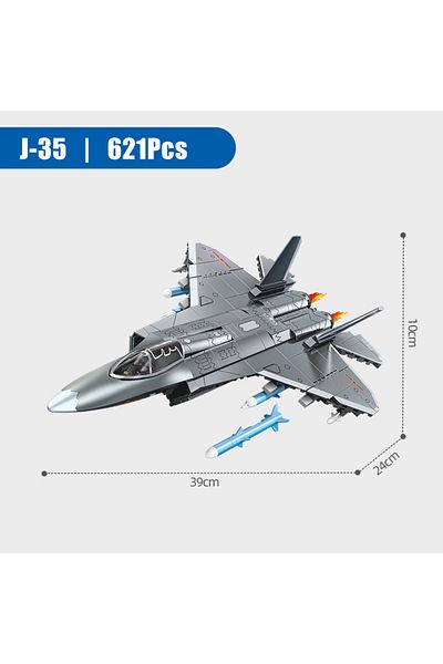 Choice J35 No Box Technical 621pcs J35 Shipborne Aircraft Model Building Blocks Military Airplane With Pilo