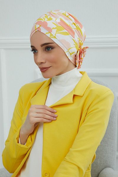 Aisha's Design بونيه منقوش عليه وردة متقاطعة - B-26yd