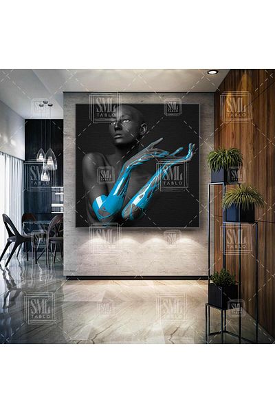 SML TABLO Mâinile femeilor pictate în portocaliu Decor pătrat Canvas Art