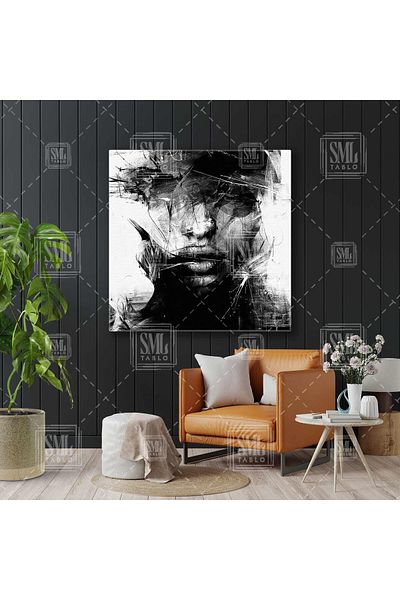 SML TABLO Absaract Model Abstract Art Brush Traces Τετράγωνος πίνακας σε καμβά