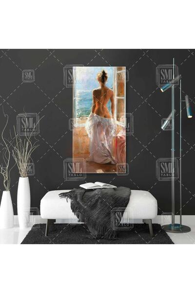 SML TABLO Arkası Dönük Pencereden Dışarıyı İzleyen Model Boyuna Dikey Kanvas ...