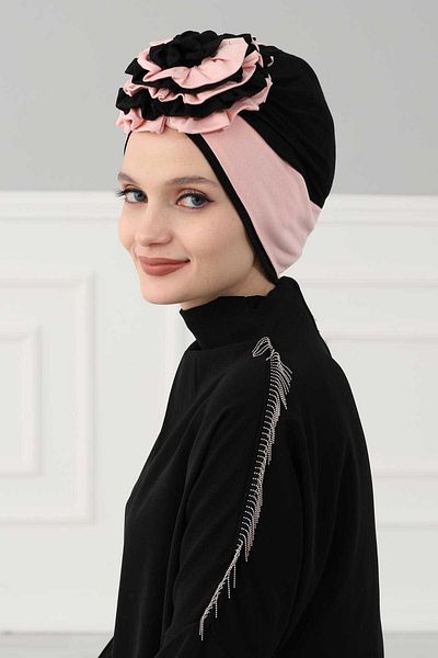 Aisha's Design بونيه وردي ملون - تصميم مزدوج، ب-28