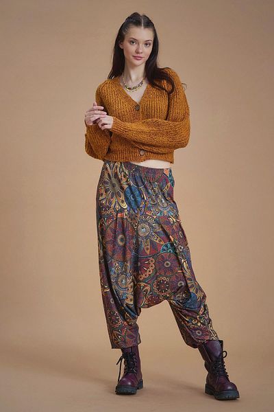 Los banditos Elastic Waist and Leg Ethnic Patterned Shalwar Trousers