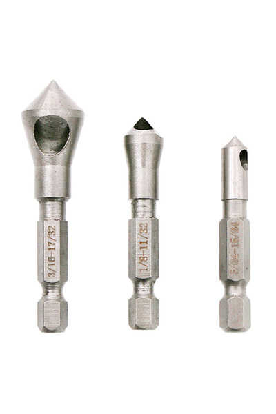 Choice 3PCS STONEGO 3PCS 90 Degrees Countersink Bit Deburring Drill Bits Tapper Hole Cutter Hand Tools Wood